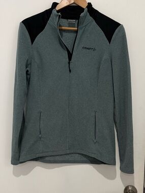 CRAFT Core Edge Thermal Midlayer Women’s 1/2 Zip Fleece Pullover Green Black Sz